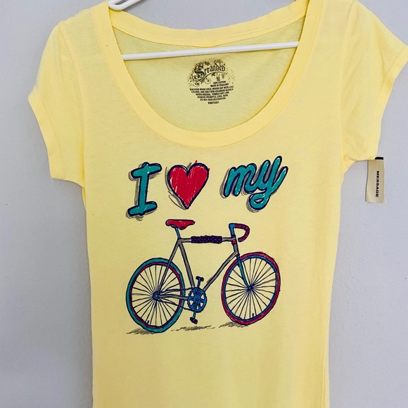 NWT Stranded Yellow  ‘I ♥️ My Bike’ T-shirt M - Picture 2 of 6